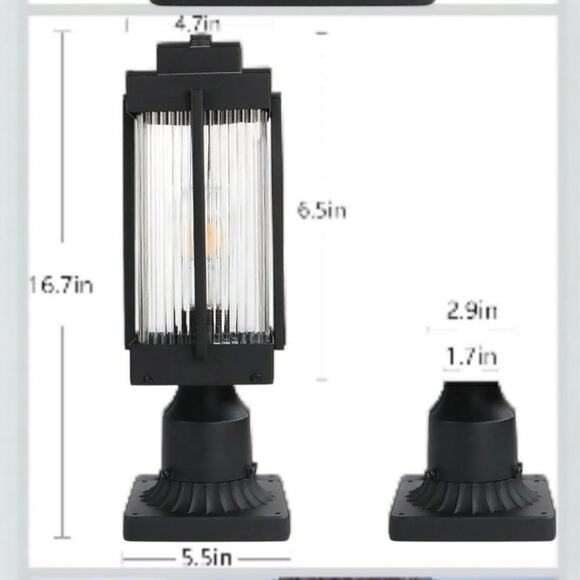 MONKFISH Outdoor Post Light Weather Resistant Garden Path Patio Lamp E26 Bulb - Picture 3 of 8